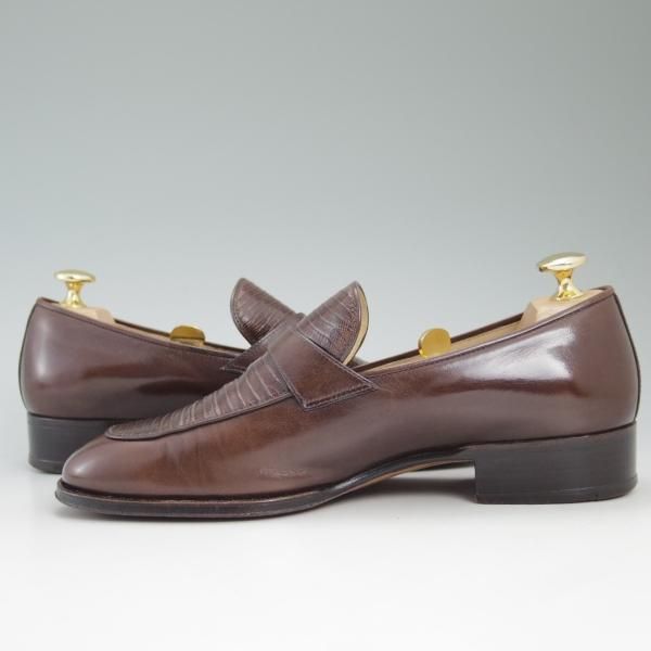 美品★(伊)タニノクリスチー 5.5【★イグアナリザード仕様】REAL LIZARD/リアルリザード/108098/コンビ ローファー/TANINO CRISCI★c364