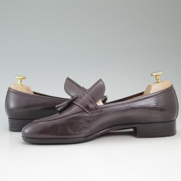 極美品★(伊)タニノクリスチー SIZE 5.5【★定価15万円以上】タッセルローファー/108009/濃茶/カーフ/TANINO CRISCI★c366