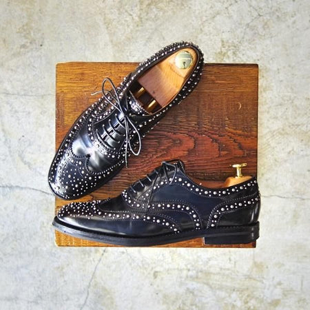極上★チャーチ(レディース) SIZE 36.5【定価￥103,680★バーウッド/BURWOOD MET/スタッズ】ポリッシュドバインダーカーフ/フルブローグ/Church's★c369