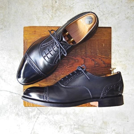 極美品★チャーチ 75F/UK7.5【最新モデル★SHAVINGTON】160ラスト/パンチドキャップトゥ/5都市ロゴ/カーフ/黒/Church's★c373