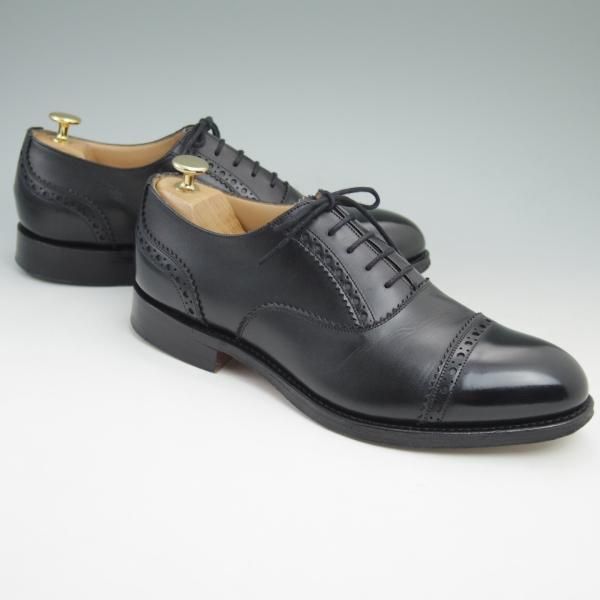 極美品★チャーチ 75F/UK7.5【最新モデル★SHAVINGTON】160ラスト/パンチドキャップトゥ/5都市ロゴ/カーフ/黒/Church's★c373