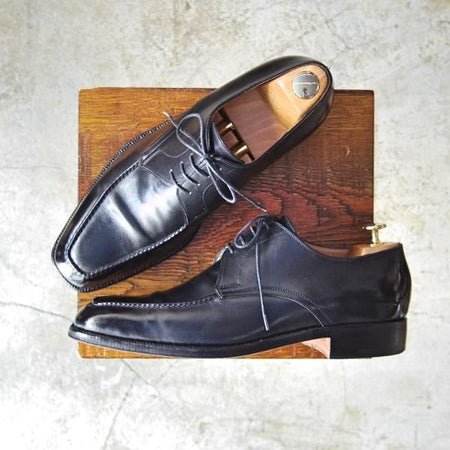 極上★(伊)ボノーラ SIZE 8【★ハンドソーンウェルテッド製法/9分仕立て/BEAMS F別注】ビームス/Uチップ/カーフ/黒/BONORA★c377