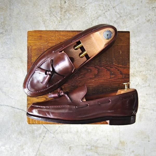 極希少★クロケット＆ジョーンズ 7E【★シェットランドフォックス別注/1980年代/Shetland Fox】タッセルローファー/Crockett＆Jones★c380