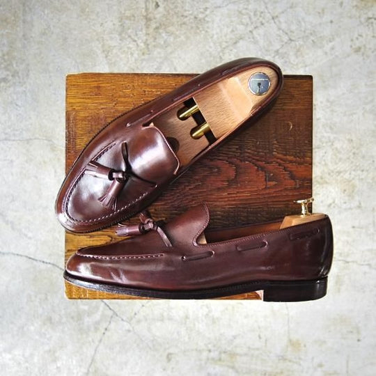 極希少★クロケット＆ジョーンズ 7E【★シェットランドフォックス別注/1980年代/Shetland Fox】タッセルローファー/Crockett＆Jones★c380