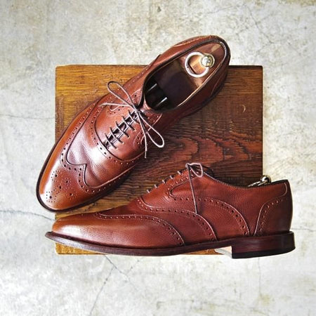 美品★(米)アレンエドモンズ 9E【★McClain/マクレーン】フルブローグ/グレインレザー/茶/メンズ/ALLEN EDMONDS★c389