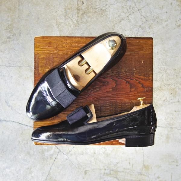 ★(伊)タニノクリスチー SIZE 6.5【希少★オペラパンプス/マッケイ製法】黒/パテント/エナメル/スリッポン/TANINO CRISCI★c391