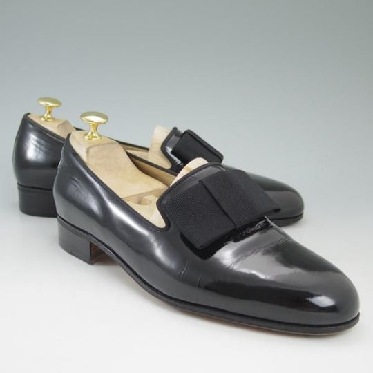 ★(伊)タニノクリスチー SIZE 6.5【希少★オペラパンプス/マッケイ製法】黒/パテント/エナメル/スリッポン/TANINO CRISCI★c391