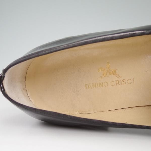 ★(伊)タニノクリスチー SIZE 6.5【希少★オペラパンプス/マッケイ製法】黒/パテント/エナメル/スリッポン/TANINO CRISCI★c391
