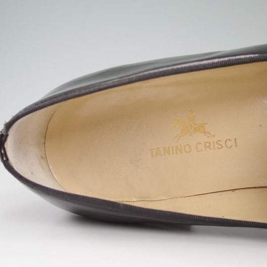 ★(伊)タニノクリスチー SIZE 6.5【希少★オペラパンプス/マッケイ製法】黒/パテント/エナメル/スリッポン/TANINO CRISCI★c391