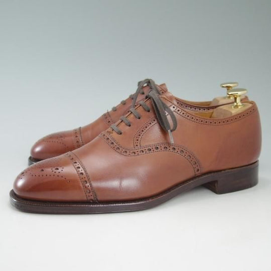 極美品★クロケット&ジョーンズ 6.5E【★セミブローグ/ALDGATE】茶/カーフ/Crockett&Jones★c417