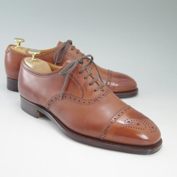 極美品★クロケット&ジョーンズ 6.5E【★セミブローグ/ALDGATE】茶/カーフ/Crockett&Jones★c417