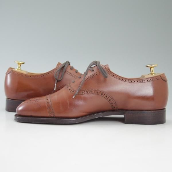 極美品★クロケット&ジョーンズ 6.5E【★セミブローグ/ALDGATE】茶/カーフ/Crockett&Jones★c417