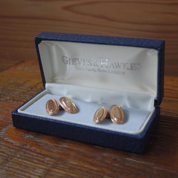 極美品★(英)GIEVES & HAWKES【★カフスボタン】カフス/カフリンクス/ゴールド/ギーブス&ホークス★c412