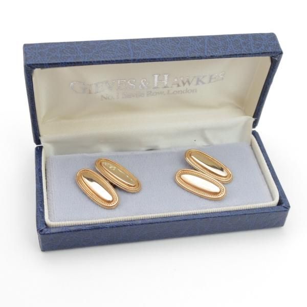 極美品★(英)GIEVES & HAWKES【★カフスボタン】カフス/カフリンクス/ゴールド/ギーブス&ホークス★c412