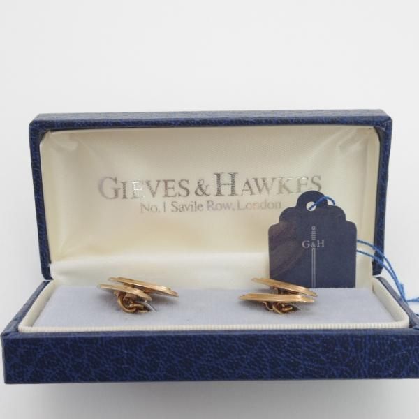 極美品★(英)GIEVES & HAWKES【★カフスボタン】カフス/カフリンクス/ゴールド/ギーブス&ホークス★c412
