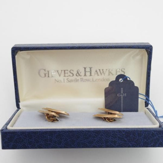 極美品★(英)GIEVES & HAWKES【★カフスボタン】カフス/カフリンクス/ゴールド/ギーブス&ホークス★c412