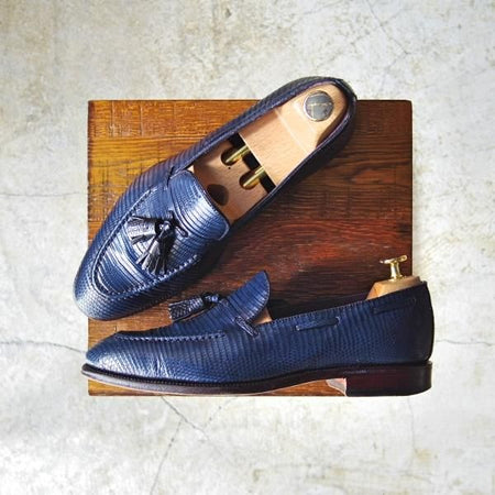 美品★(スペイン製)CARMINA/カルミナ SIZE 6.5【★リザード革仕様/トレーディングポスト別注】タッセルローファー/Trading Post★c432