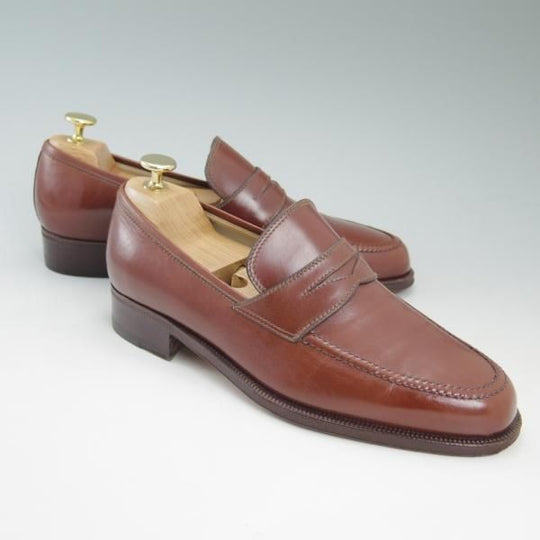 美品★(伊)タニノクリスチー SIZE 6.5【★コインローファー】茶/メンズ/men's/カーフ/TANINO CRISCI★c454