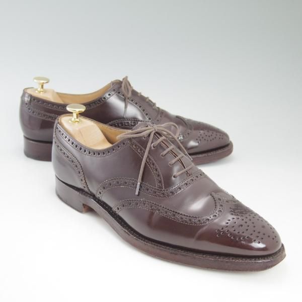 極上★クロケット&ジョーンズ 7.5E【★(英)ニュー&リングウッド別注/New&Lingwood】フルブローグ/濃茶/Crockett&Jones★c458