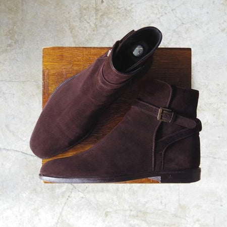 美品★(伊)タニノクリスチー SIZE 5.5【定価20万円以上★最後期のジョッパーブーツ】濃茶/スエード/TANINO CRISCI★c423