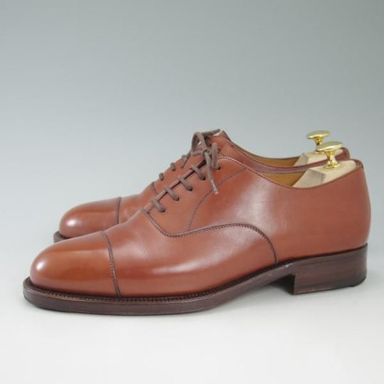 美品★(伊)タニノクリスチー SIZE 6【希少★ハンドソーンウェルテッド製法/九分仕立て】ストレートチップ/茶/カーフ/TANINO CRISCI★c424