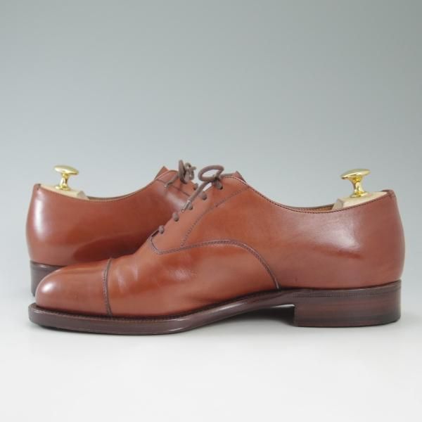 美品★(伊)タニノクリスチー SIZE 6【希少★ハンドソーンウェルテッド製法/九分仕立て】ストレートチップ/茶/カーフ/TANINO CRISCI★c424