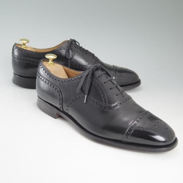 極上★チャーチ 95F/UK9.5【★ディプロマット/DIPLOMAT/旧チャーチ/73ラスト】3〜4都市ロゴ過渡期/黒/セミブローグ/Church's★c425