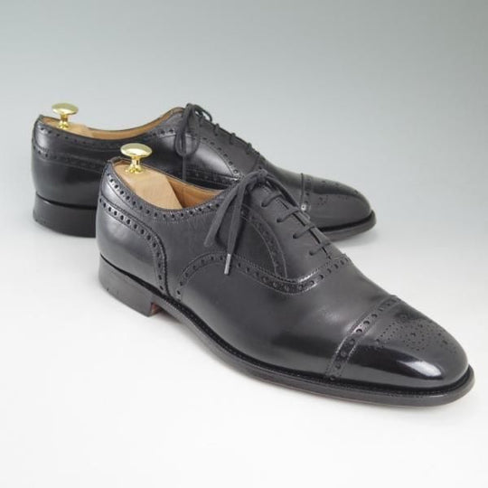 極上★チャーチ 95F/UK9.5【★ディプロマット/DIPLOMAT/旧チャーチ/73ラスト】3〜4都市ロゴ過渡期/黒/セミブローグ/Church's★c425