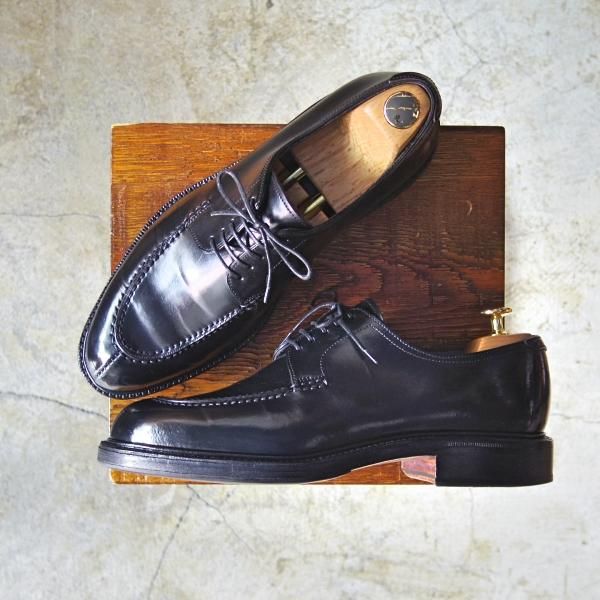 極美品★(スペイン製)カルミナ SIZE 7【★コードバン仕様/Uチップ】ホーウィン/シェルコードバン/黒/CARMINA★c428