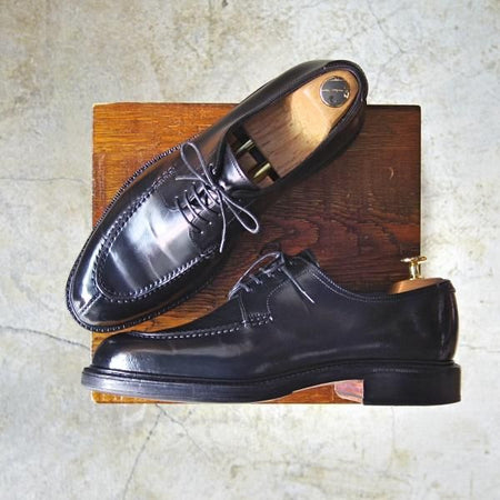 極美品★(スペイン製)カルミナ SIZE 7【★コードバン仕様/Uチップ】ホーウィン/シェルコードバン/黒/CARMINA★c428