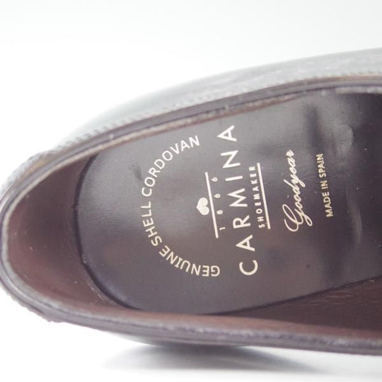 極美品★(スペイン製)カルミナ SIZE 7【★コードバン仕様/Uチップ】ホーウィン/シェルコードバン/黒/CARMINA★c428