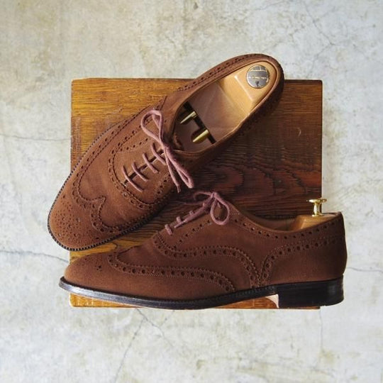 極上★チャーチ 75F/UK7.5【★アンテロープ革/REAL CAPE BUCK/旧チャーチ】73ラスト/3都市ロゴ/スエード/フルブローグ/Church's★c464