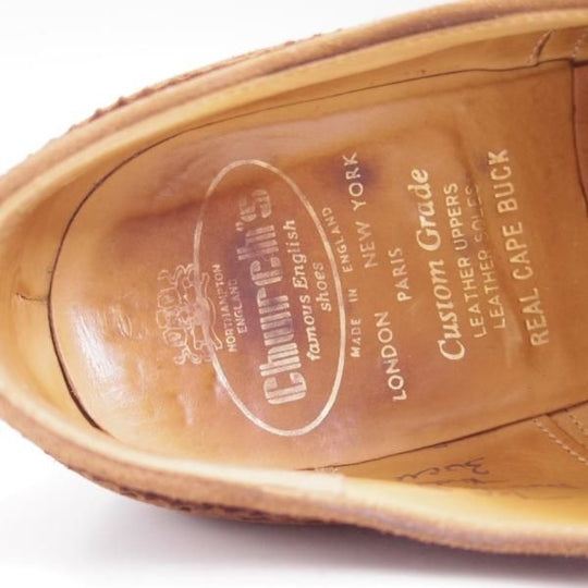 極上★チャーチ 75F/UK7.5【★アンテロープ革/REAL CAPE BUCK/旧チャーチ】73ラスト/3都市ロゴ/スエード/フルブローグ/Church's★c464