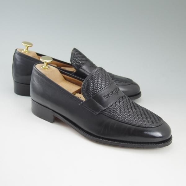 美品★(伊)タニノクリスチー SIZE 5.5【★コインローファー/メッシュ×カーフ】108977/黒/TANINO CRISCI★c474