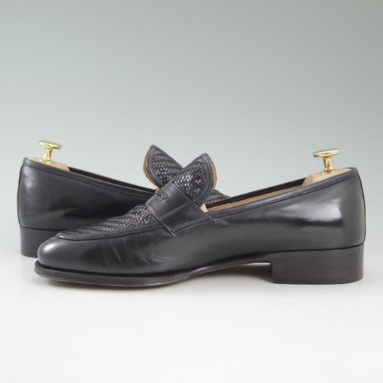 美品★(伊)タニノクリスチー SIZE 5.5【★コインローファー/メッシュ×カーフ】108977/黒/TANINO CRISCI★c474