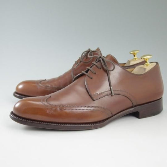 極上★(伊)ボノーラ SIZE 7【★ハンドソーンウェルテッド製法九分仕立て】シームレスヒール/ブラインドブローグ/カーフ/BONORA★c478