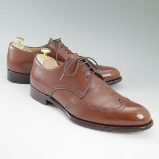 極上★(伊)ボノーラ SIZE 7【★ハンドソーンウェルテッド製法九分仕立て】シームレスヒール/ブラインドブローグ/カーフ/BONORA★c478