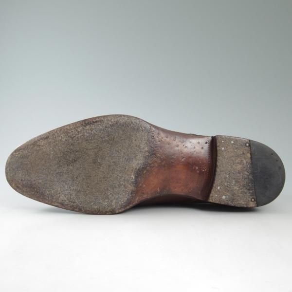 極上★(伊)ボノーラ SIZE 7【★ハンドソーンウェルテッド製法九分仕立て】シームレスヒール/ブラインドブローグ/カーフ/BONORA★c478