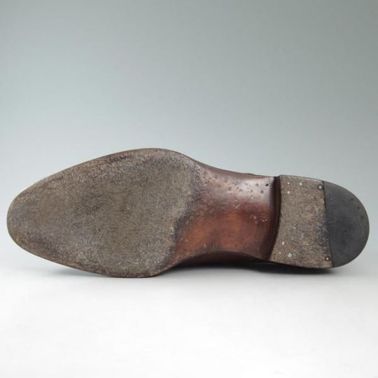 極上★(伊)ボノーラ SIZE 7【★ハンドソーンウェルテッド製法九分仕立て】シームレスヒール/ブラインドブローグ/カーフ/BONORA★c478