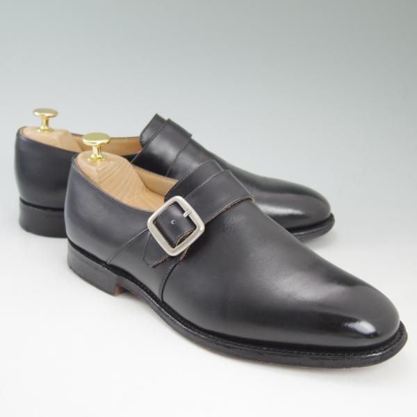 美品★チャーチ 75G/UK7.5【★73ラスト/SYDNEY/シドニー】4都市ロゴ/モンクストラップ/黒/カーフ/Church's★c497