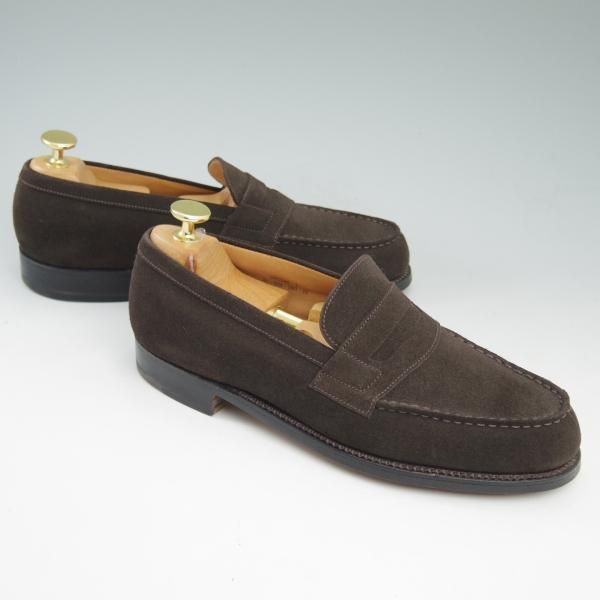 ほぼ試着程度★J.M.ウェストン 4.5C【定価￥102,600-★180/コインローファー】スエード/ダークブラウン/41ラスト/Weston/ウエストン★c502