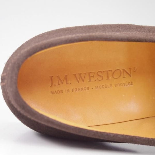 ほぼ試着程度★J.M.ウェストン 4.5C【定価￥102,600-★180/コインローファー】スエード/ダークブラウン/41ラスト/Weston/ウエストン★c502