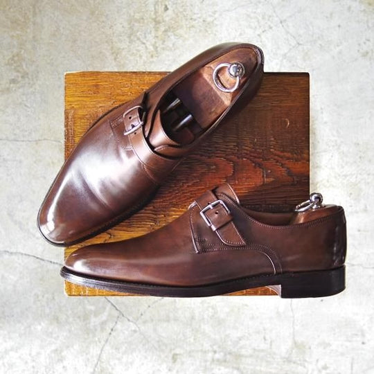 極上★ジョンロブ製 SIZE 41.5/UK7.5程度【希少★エルメス別注/HERMES】H103/JARVIS/モンクストラップ/JOHN LOBB★c506