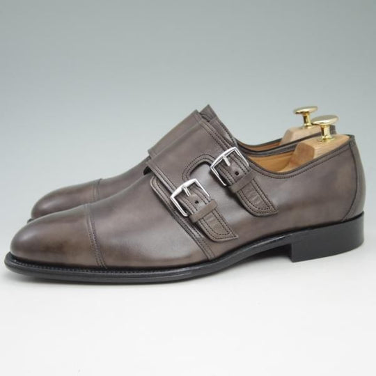 極上★ジョンロブ製 SIZE 40.5/UK6.5程度【希少★エルメス別注/HERMES】H103/LORD/ダブルモンク/ミュージアムカーフ/JOHN LOBB★c508