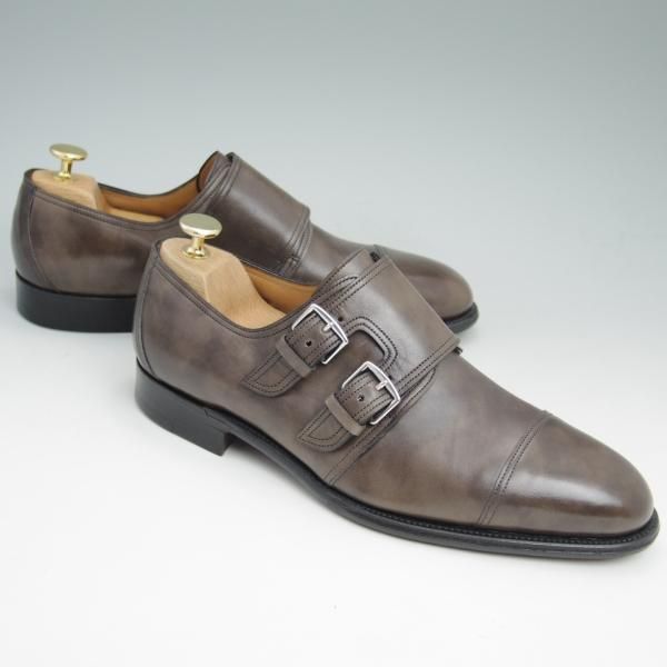 極上★ジョンロブ製 SIZE 40.5/UK6.5程度【希少★エルメス別注/HERMES】H103/LORD/ダブルモンク/ミュージアムカーフ/JOHN LOBB★c508