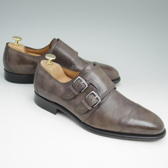 極上★ジョンロブ製 SIZE 40.5/UK6.5程度【希少★エルメス別注/HERMES】H103/LORD/ダブルモンク/ミュージアムカーフ/JOHN LOBB★c508