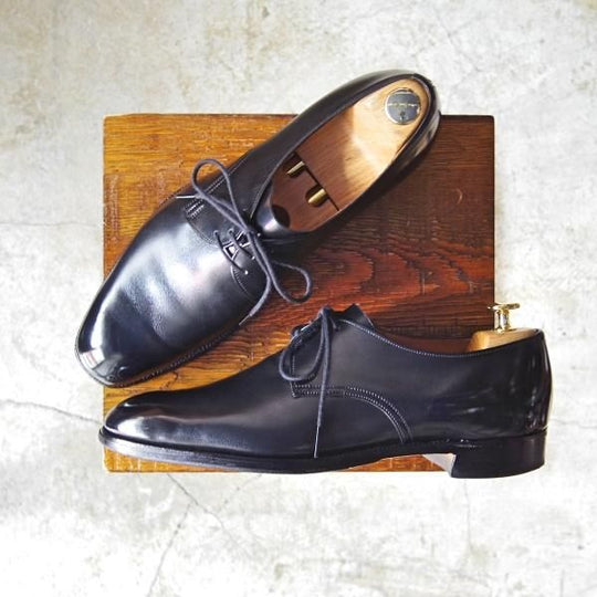 極上★チャーチ 85E/UK8.5【貴重★2都市ロゴ/73ラスト/旧チャーチ】JERMYN/プレーントゥ/黒/カーフ/Church's★c510