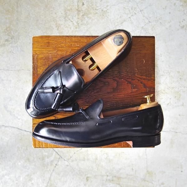 美品★クロケット&ジョーンズ 5.5E【★キャベンディッシュ/CAVENDISH 2】タッセルローファー/カーフ/黒/Crockett&Jones★c513
