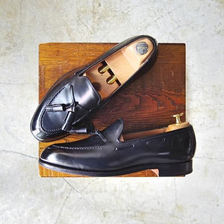 美品★クロケット&ジョーンズ 5.5E【★キャベンディッシュ/CAVENDISH 2】タッセルローファー/カーフ/黒/Crockett&Jones★c513