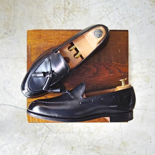 美品★クロケット&ジョーンズ 5.5E【★キャベンディッシュ/CAVENDISH 2】タッセルローファー/カーフ/黒/Crockett&Jones★c513